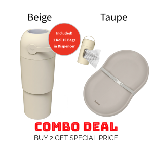 Magic Diaper Pail + Bubble Changing Mat Combo - Thoth Beige