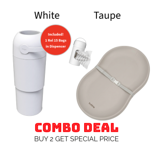 Magic Diaper Pail + Bubble Changing Mat Combo - Thoth White