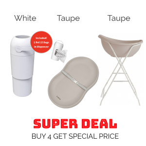 Magic Pail + Bubble Mat + Bath Taupe + Stand Combo - Thoth White
